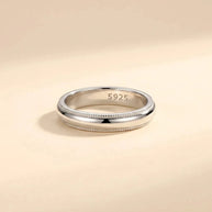 Etched S925 sterling silver band ring with milgrain edges and 925 stamp by Maadin Artistry