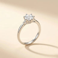 Solitaire Baby six-prong solitaire ring with side stones in S925 sterling silver by Maadin Artistry