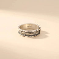 Waves wave-patterned S925 sterling silver band ring with 925 stamp by Maadin Artistry